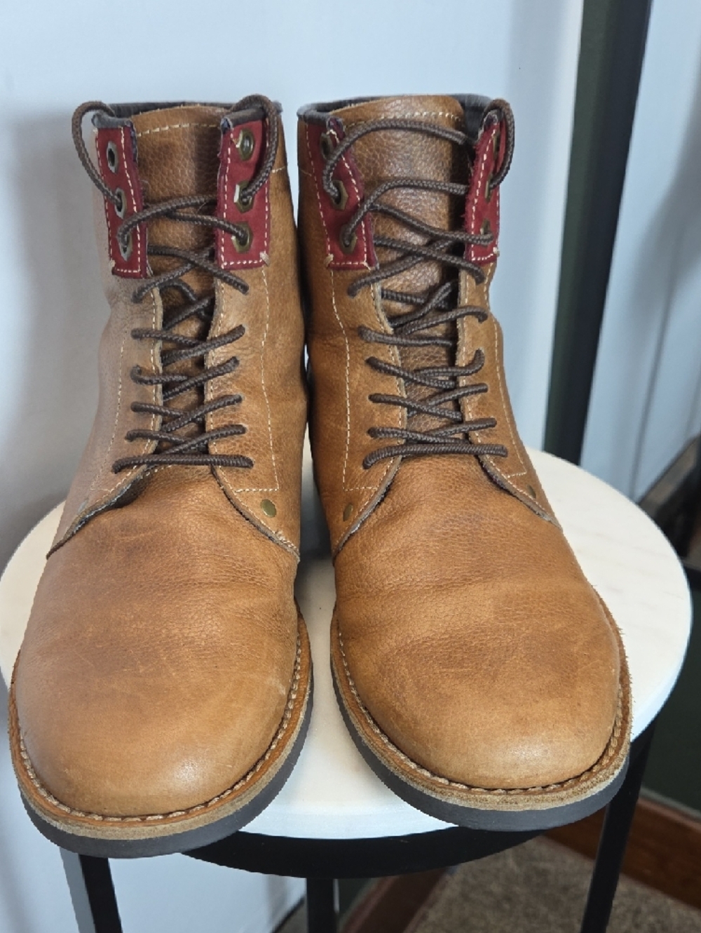 Penguins Jerry Jeff Men's Tan Leather Boots Size 42 - Picture 2 of 10